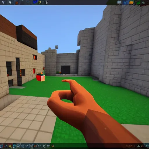 Image similar to team fortress 2 and minecraft crossover, unreal engine 4, voxel