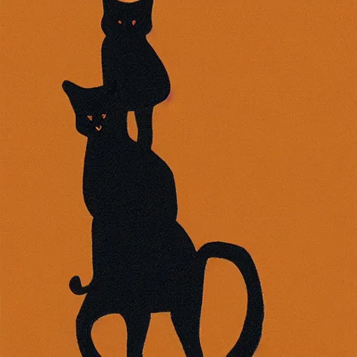 Image similar to two black cats riding on back of llama, andes, matte