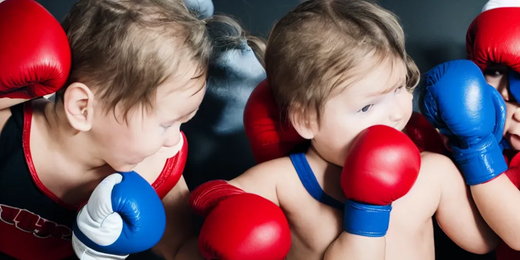 Prompt: two babies boxing