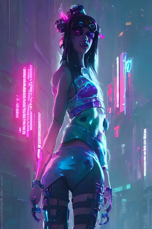 Image similar to caitlyn from league of legends, cyberpunk futuristic neon. decorated with traditional japanese ornaments by ismail inceoglu dragan bibin hans thoma greg rutkowski alexandros pyromallis nekro rene maritte illustrated, perfect face, fine details, realistic shaded, fine - face, pretty face