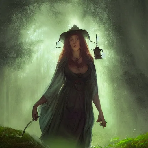 Image similar to Epic portrait an witch brewing green liquid from cauldron, Blurry cabin backround, glowing, digital painting, artstation, concept art, soft light, hdri, smooth, sharp focus, illustration, fantasy, intricate, elegant, highly detailed, D&D, matte painting, in the style of Greg Rutkowski and Alphonse Mucha and artemisia, 8k, highly detailed, jurgens, rutkowski, bouguereau, pastoral, rustic, georgic