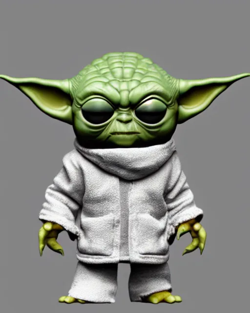 Image similar to full body 3d render of funko pop baby yoda as a funko pop, studio lighting, white background, blender, trending on artstation, 8k, highly detailed