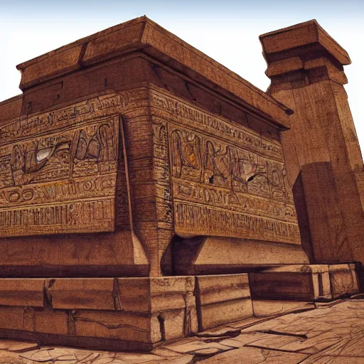 Image similar to ancient egyptian structure, retrowave epic art, trending on art station