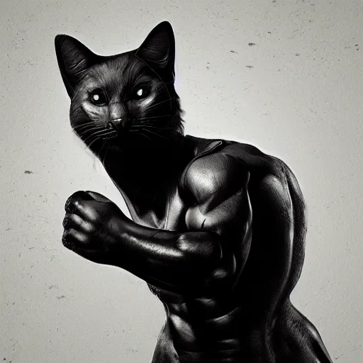 Image similar to mark A muscular cat officer , digital art , trending on artstation , matte painting , Hyperdetailed , CGSociety