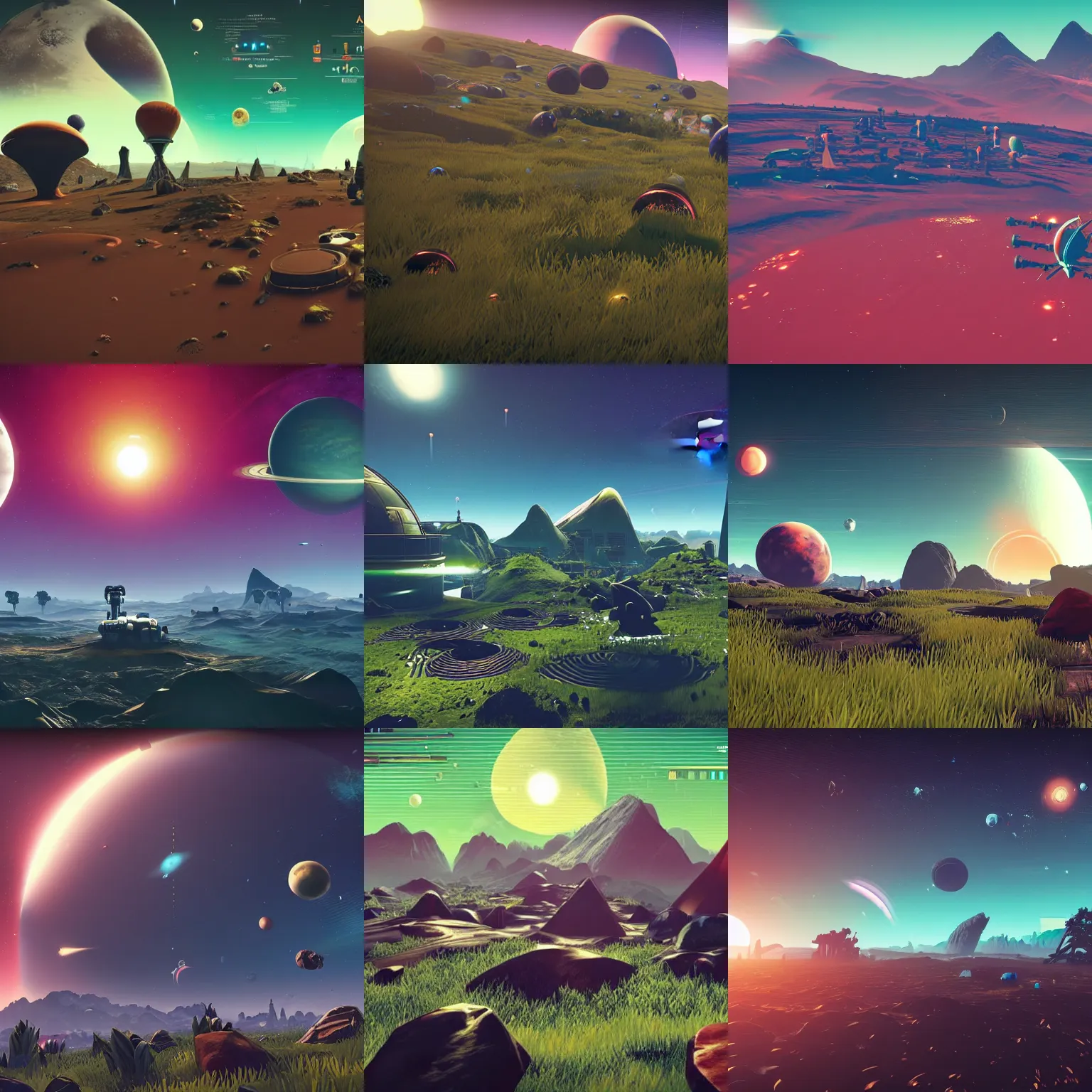 Prompt: a view of planets in no mans sky
