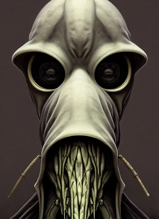 Prompt: symmetry!! stunning portrait of grotesque and horrifying plague doctor, muted colours, lovecraftian horror, cosmic horror!! cinematic lighting, horror fiction, digital art, winning award masterpiece, fantastically beautiful, aesthetically inspired by wayne barlowe and gerald brom, trending on artstation, art by greg rutkowski and h r giger, octane render, 8 k