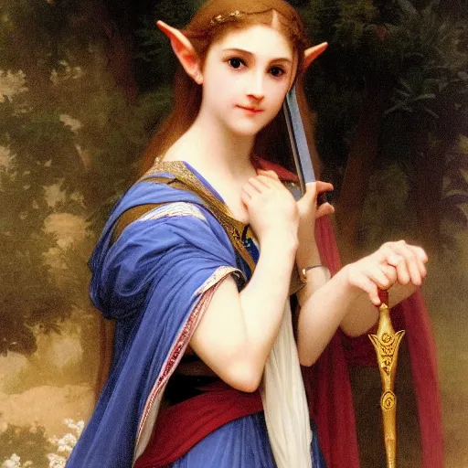 Image similar to princess Zelda Zelda Zelda looking over her shoulder by William-Adolphe Bouguereau