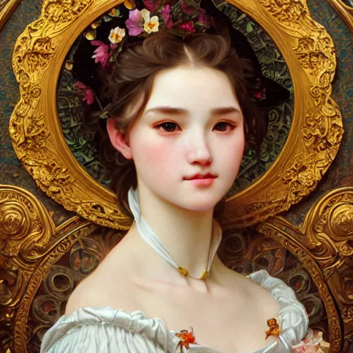 Image similar to a masterpiece ultrarealistic ultradetailed portrait of beautiful love girl maid lady baroque renaissance. medium shot, intricate, elegant, by stanley artgerm lau, wlop, alphonse mucha, rossdraws, andrei riabovitchev. flower background my james jeand.