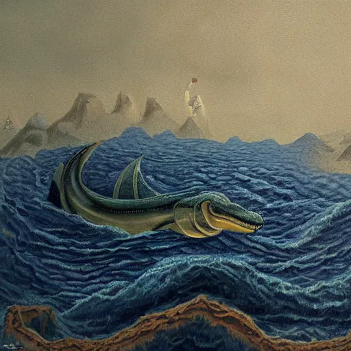 Image similar to Leviathan in the abyss high detailed painting