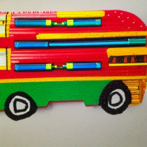 Image similar to school bus made of pencils