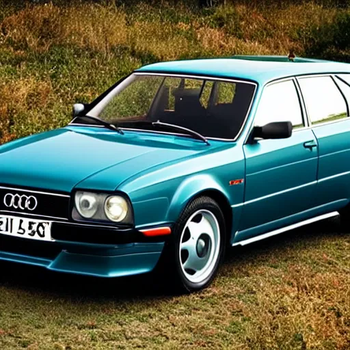 Image similar to “An Audi RS6 avant if it were made it the 1970s, 4K, ultra realistic, brochure photo”