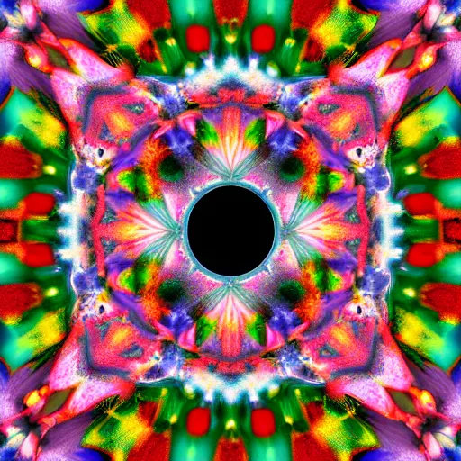 Prompt: Polaroid looking through a kaleidoscope into a fractal multiverse of imagination