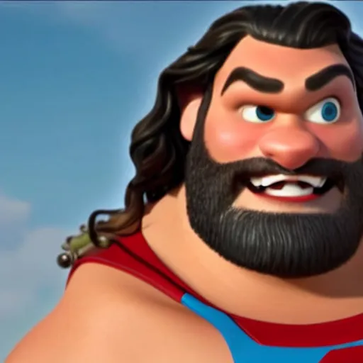 Image similar to Jason momoa As seen in Pixar animated movie up 4K quality super realistic