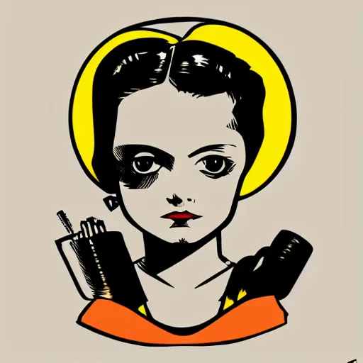 Image similar to individual cute ada lovelace silk screen butcher billy style