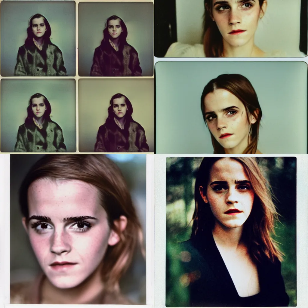 Prompt: color polaroid of Emma Watson by Andrei Tarkovsky polaroids