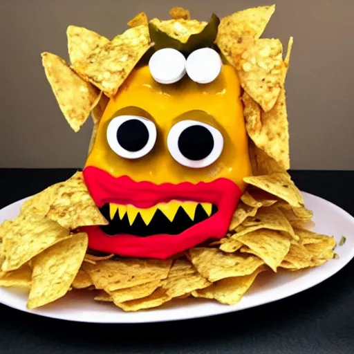 Image similar to monster made of nachos