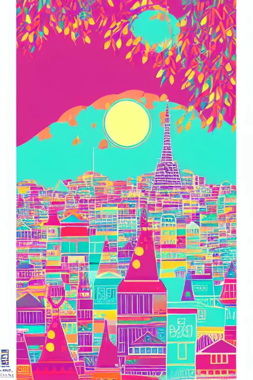 Image similar to minimalist boho style art of colorful tokio, illustration, vector art