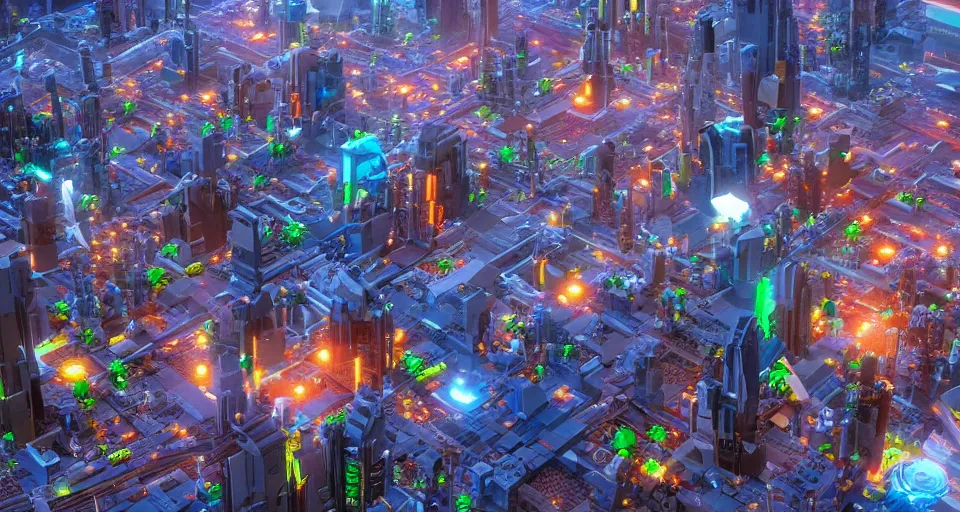 Image similar to sci - fi futuristic city made of lego bricks, photorealistic, 8 k, octane render, still from lego movie