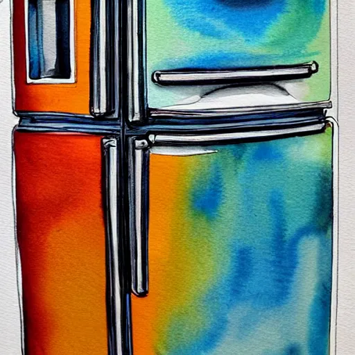 Image similar to fridge, watercolor