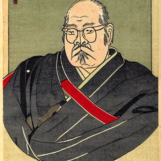 Image similar to wilford brimley as a japanese daimyo, ukiyo - e