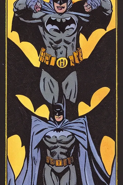 Image similar to batman on a tarot card, horror