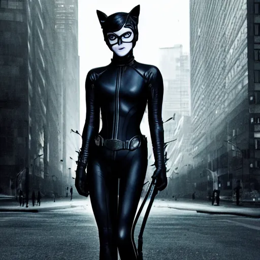 Image similar to Emma Watson as Catwoman, XF IQ4, f/1.4, ISO 200, 1/160s, Adobe Lightroom, DxO Photolab, polarizing filter, Sense of Depth, AI enhanced, denoised, sharpened, HDR