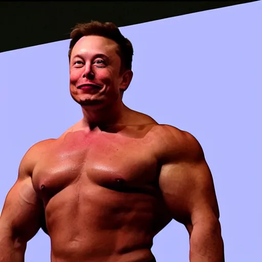 Prompt: elon musk as a muscular bodybuilder