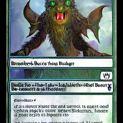 Image similar to very high resolution photo of a magic the gathering card called the bugblatter beast.