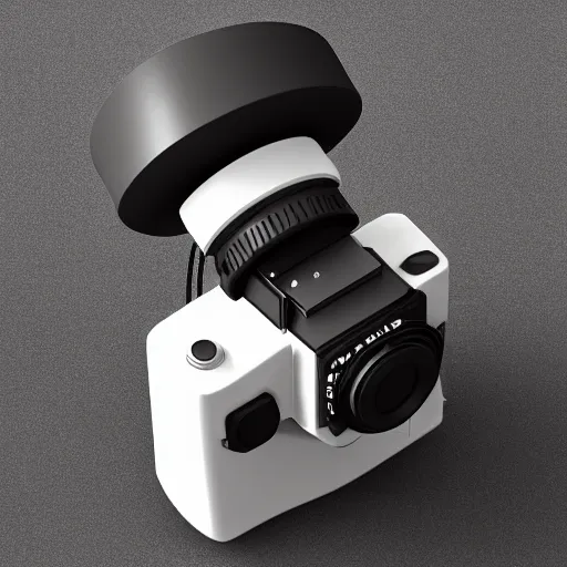 Prompt: Very tiny DSLR model, iOS emoji, 3D clay render, 4k UHD, octane render, white background, isometric top down left view, diffuse lighting, simplistic