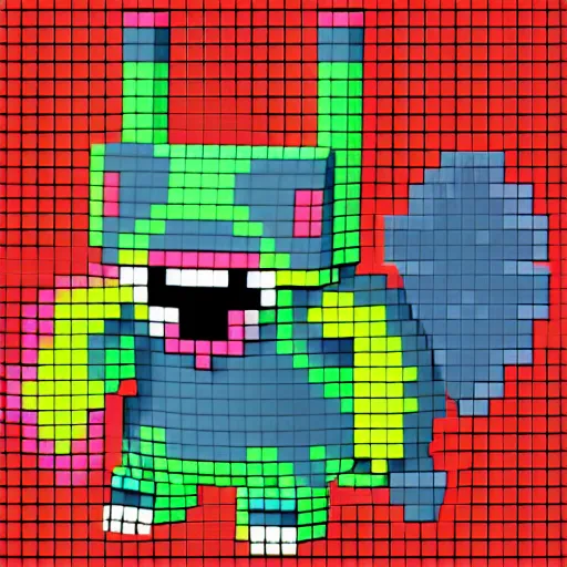 Image similar to pokemon db, pokemon monster inspired by ragnarok online, 1 2 8 bit, 1 0 0 0 x 1 0 0 0 pixel art, 4 k, super detailed, nintendo game, pixelart, high quality, no blur, sharp geometrical squares, concept pixelart