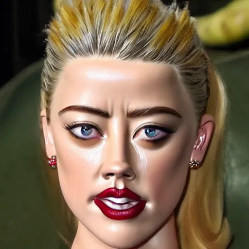 Image similar to gourd shaped like the face of amber heard hybrid intercross mix as a gourd
