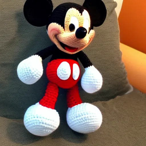 Image similar to amigurumi of mickey mouse