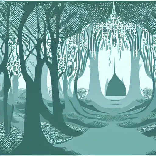 Image similar to minimalist boho style art of lothlorien, illustration, vector art