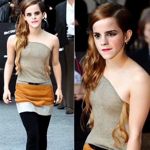 Prompt: emma watson transforming into a blonde horse in the middle of a living room, anthropomorphic mare