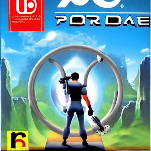 Prompt: original US cover art of Portal for the Nintendo 64