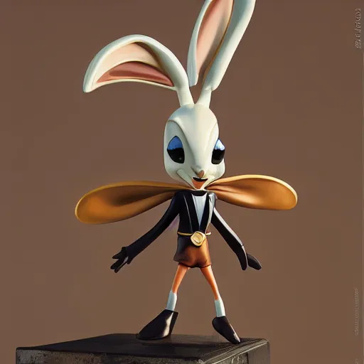 Prompt: salvador dali cosplay bugs bunny, nendroid, art by wgreg rutkowski. during golden hour. extremely detailed.