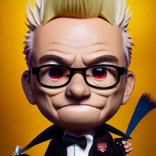 Prompt: an epic chibi comic book style portrait painting of an president billy idol, character design by mark ryden and pixar and hayao miyazaki, unreal 5, daz, hyperrealistic, octane render, cosplay, dynamic lighting, intricate detail, harvest fall vibrancy, cinematic