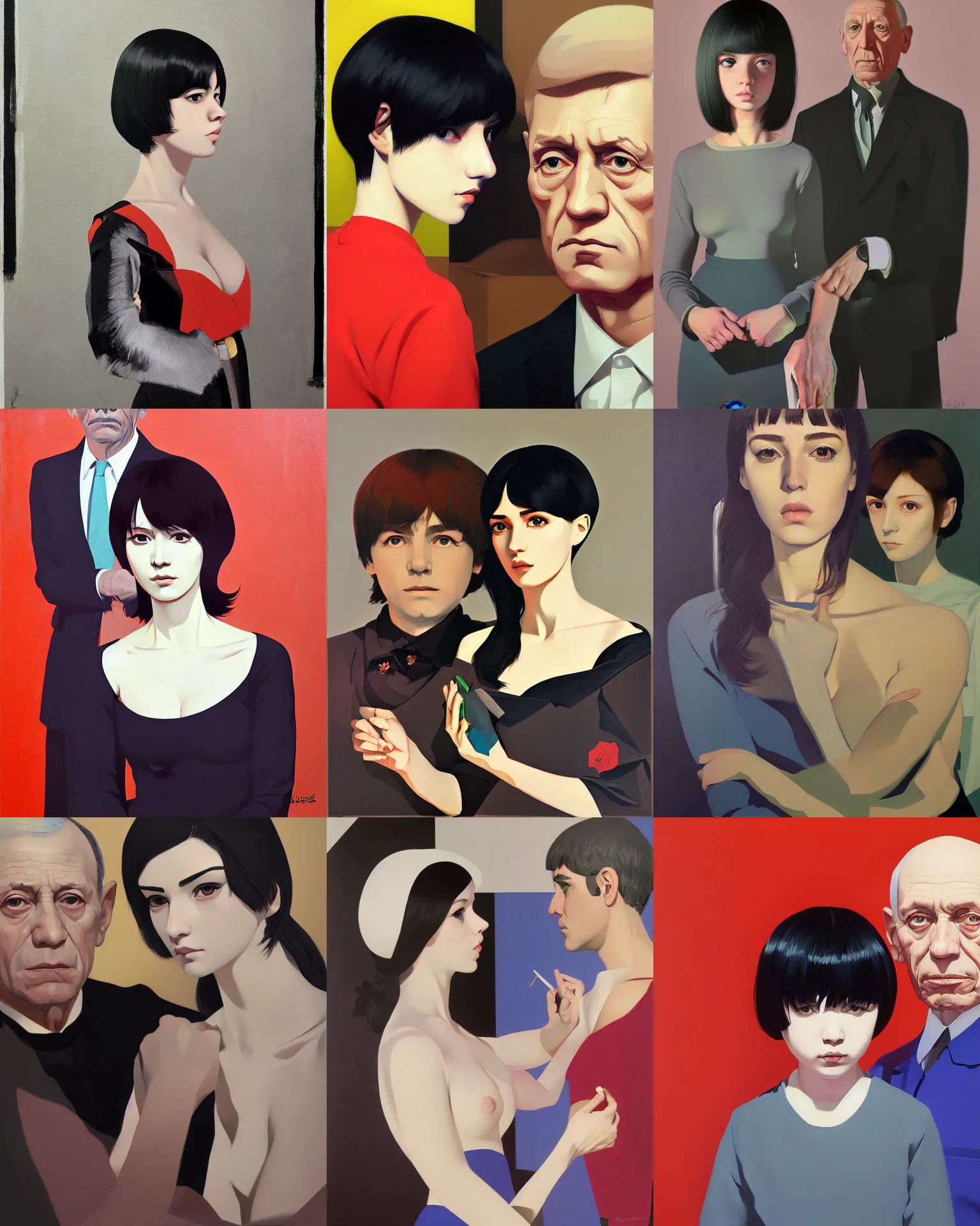Prompt: A portrait painted by Ilya Kuvshinov and Pablo Picasso