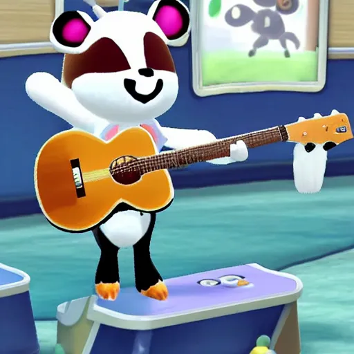 Image similar to k. k slider from animal crossing, playing guitar at a concert