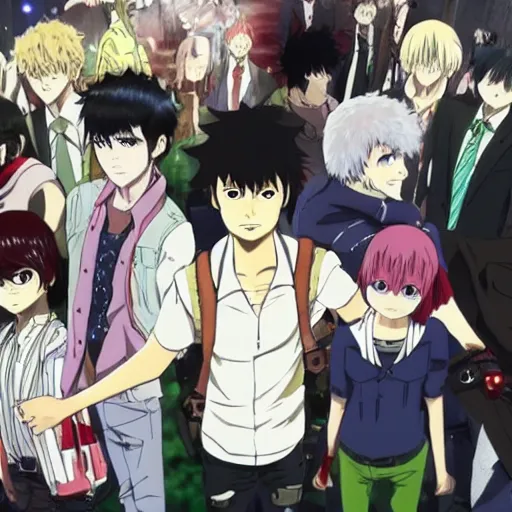 Image similar to a still from the promotional video of chainsaw man anime, by MAPPA