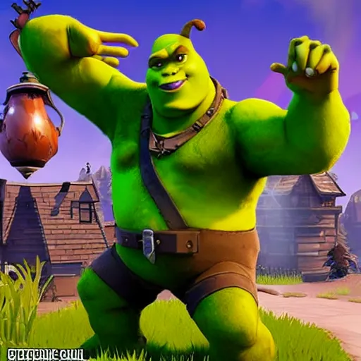 Prompt: “Shrek as a fortnite character”