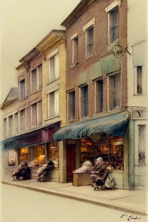 Prompt: (((((1950s small town mainstreet. muted colors.))))) by Jean-Baptiste Monge !!!!!!!!!!!!!!!!!!!!!!!!!!!