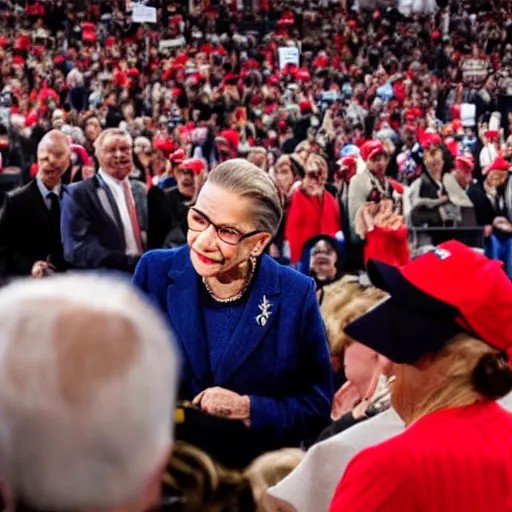 Image similar to ruth bader at a trump rally