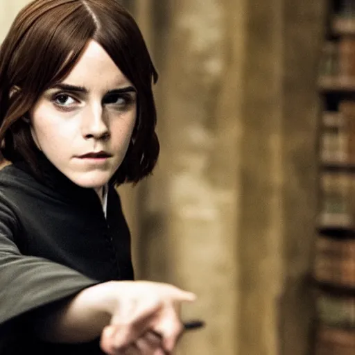 Prompt: Emma Watson as Professor Severus Snape