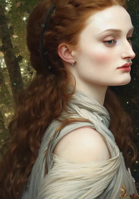 Image similar to sansa angeline jolie, intricate, elegant, highly detailed, digital painting, artstation, concept art, smooth, sharp focus, illustration, art by artgerm and greg rutkowski and alphonse mucha and william - adolphe bouguereau