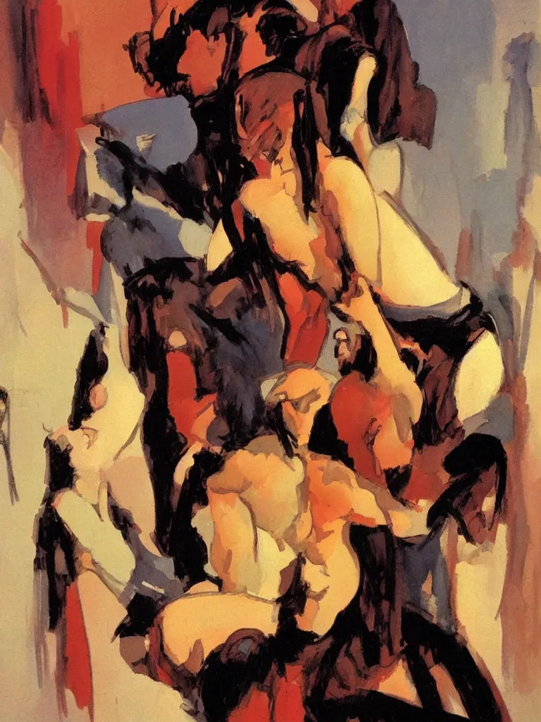 Image similar to painting, oil painting by john watkiss