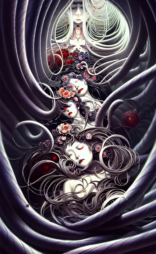 Image similar to a whirlwind of souls rushing inside the metaver, segorgeous, intricate, in the style of jin kagetsu, james jean and wlop, valentin serov style, highly detailed, sharp focus, intricate concept art, digital painting, ambient lighting, 4 k, hdt, artstation trending on gsociety, trending on artstationhq, hyper quality