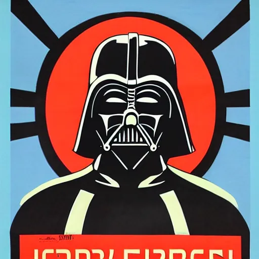 Image similar to darth vader, soviet propaganda poster