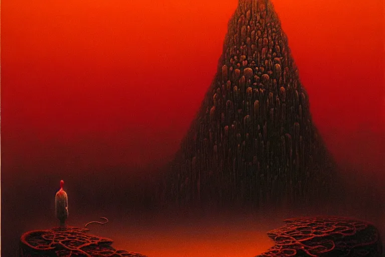 Prompt: painting of life of mickey mouse, by zdzislaw beksinski, by dariusz zawadzki, by wayne barlowe, gothic, surrealism, cosmic horror, lovecraftian, cold hue's, warm tone gradient background, concept art, beautiful composition