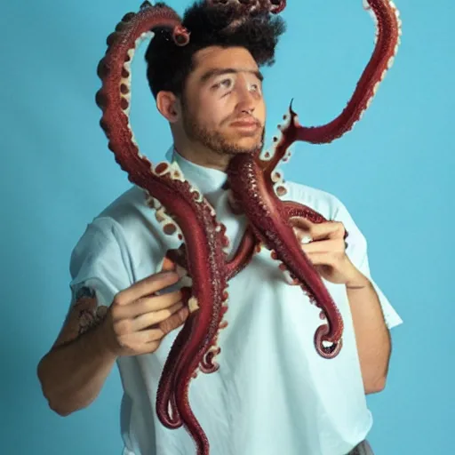 Prompt: male with octopus tenticles as hair